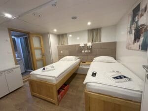 a room with two beds