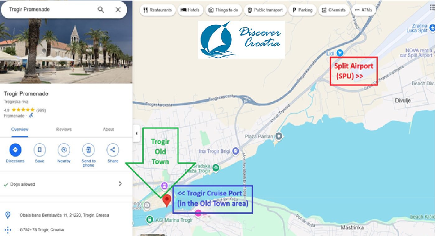 Trogir Old Town and Cruise Port Area Map for 2026 departures