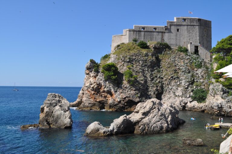 Fortress walls above the Adriatic Sea in Dubrovnik