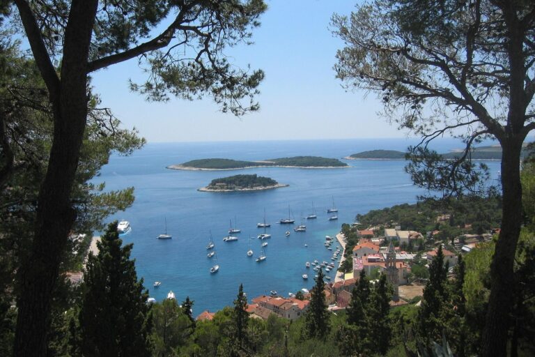 Hvar harbour with boats and historic waterfront buildings