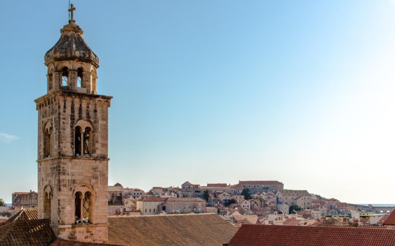 Harbourside old town rooftops on the Croatian coast