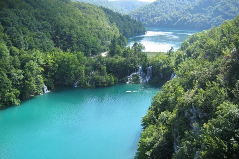 Turquoise lakes and forest in Plitvice Lakes National Park