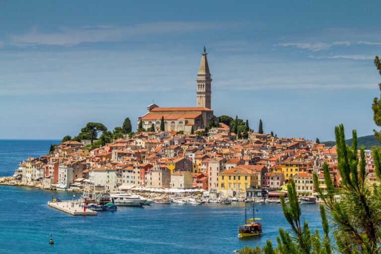 Rovinj Old Town viewed from the Adriatic Sea