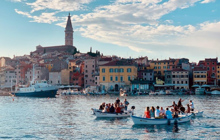 Rovinj Old Town viewed from the Adriatic Sea