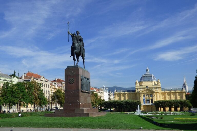 Equestrian statue in central Zagreb