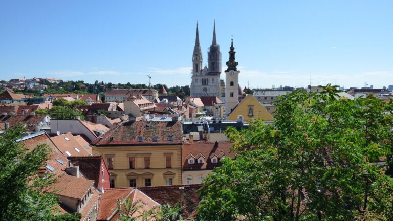 Zagreb rooftops and cathedral in Croatia