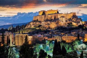 Athens Parthenon in evening light