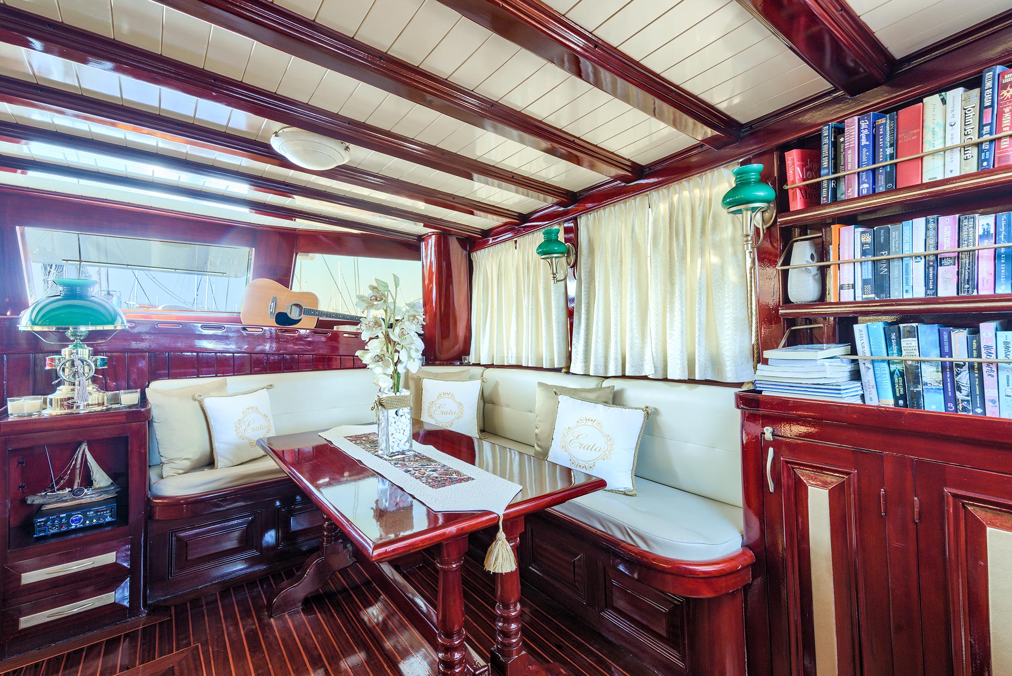 MS Erato saloon with library